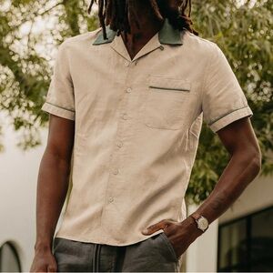 Taylor Stitch The Palmer Button Down Shirt 42 Large Linen Blend